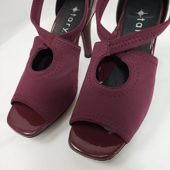 Taryn Burgundy Open Toe Heels - Picture 4 of 13